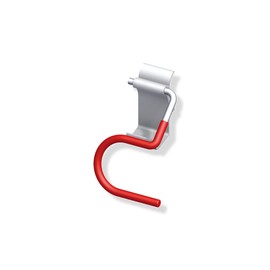 Gedotec Ski holder curved device holder garage wall holder for wall mounting, load capacity 10 kg, galvanised steel, universal wall hook, red rubberised, 1 piece, ski holder for screwing