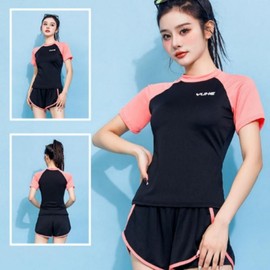 Sporty Pink Line Bikini Bottoms & Swimwear Set for Summer Beach Pink M