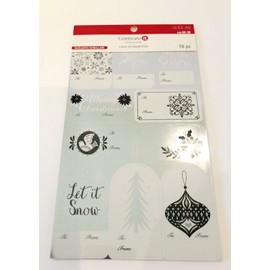 Celebrate It Christmas Gift Tags Stickers Present Silver Tag Set 70 Pc NEW