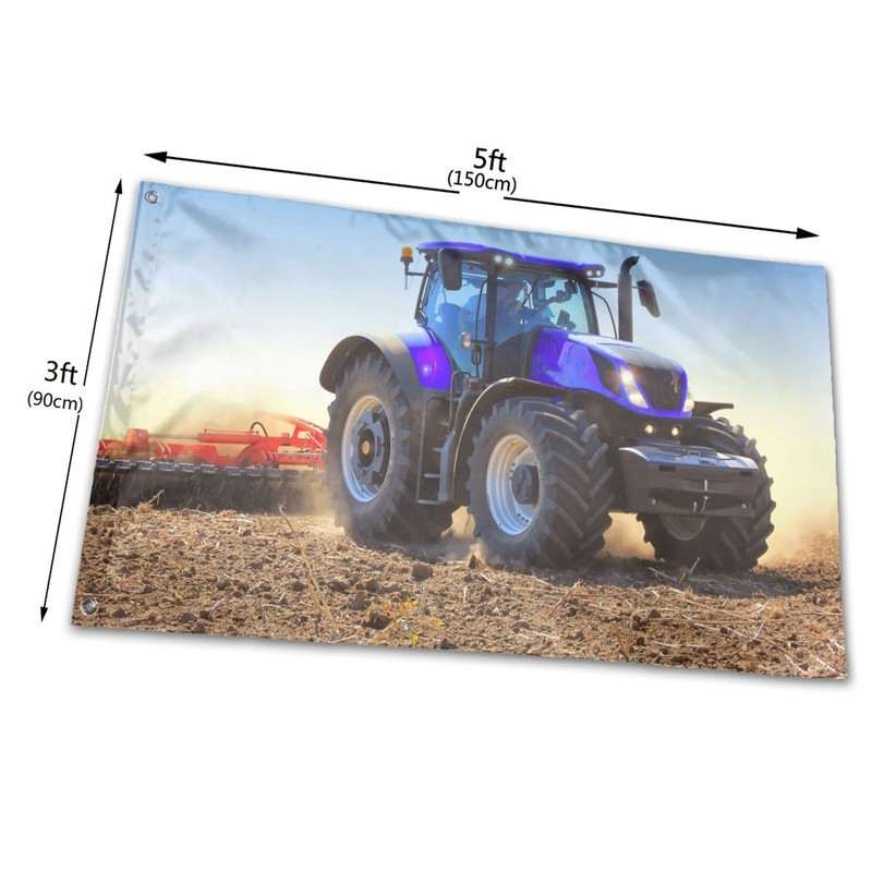 Decorative House Flag Yard Banner Wheat Harvest Tractor Print All