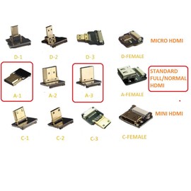 Flat Slim Soft FPV HDMI Cable Standard HDMI male straight plug to Standard HDMI Full HDMI Normal HDMI male 90 degree angled up for RED BMCC FS7 C300 Black 20CM