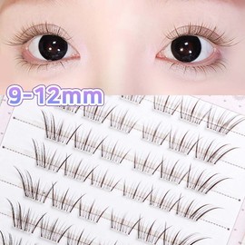 Winkii No-Glue Brown Eyelashes Natural Eye Tail Extensions No Need to Remove One-Touch Eyelashes 9-12mm 60pcs, 1 Piece, Transparent Line / Winkii 노글루 브라운속눈썹 내추럴 눈꼬리연장 풀 필요없음 원터치 아이래쉬 9-12mm 60pcs, 1개, 투명라인
