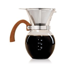 Fino Pour-Over Coffee Maker, Borosilicate Glass and Bamboo Handle, Stainless Steel Filter, 4-Servings, 22-Ounce Capacity