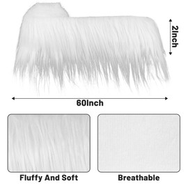 Anwyll Shaggy Plush Faux Fur Fabric,2x60Inch White Faux Fur Trim by The Yard,Precut Strips Fluffy Fuzzy Christmas Craft Faux Fur Ribbon for Christmas Tree Decor Wreath Santa Hair Dwarf Cosplay Costume