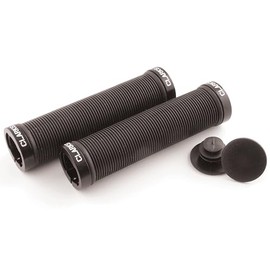 Clarks Lock On Grips - Pair of 130mm Black Double-Sided Rubber Bike Handlebar Grips with Raised Grip Pattern and Anodised Lock-On Grips