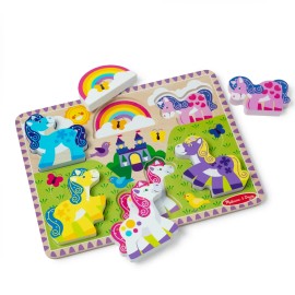 Melissa & Doug NEW Sealed Melissa & Doug- Unicorn Rainbow 6pc Wooden Chunky Puzzle