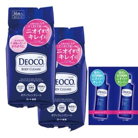 Deoko Body Cleansing Sheets, 36 Sheets, 2 Packs + Scalp Care Shampoo & Conditioner, Sachet, 3.3 fl oz (10 ml)