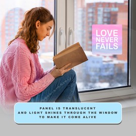 Sunlight Art Love Never Fails Suncatcher 11"x11" Window Panel, Sunlit Splendor Brings The Feeling of The Strength of Love to Life in a Beautiful Window Display, Similar to Stained Glass Art
