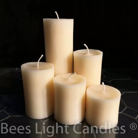 Pure  White Beeswax Pillar Candles 100% Natural Honey Bees Wax USA Unscented Pure - Set of All 5 Beeswax Pillars