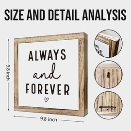 Farmhouse Home Decor, Always and Forever Sign, Master Bedroom Decor, Couple Bedroom Shelf Decor, Wedding Decor, Tabletop Decor, Home Decor Accent, Wooden Plaques Box Signs, 9.8 * 9.8 Inch