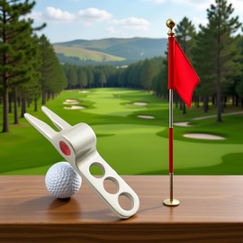 SquarezhenBo Silver Durable Golf Sports Ball Fork Pivot Divot Repair Tool Compatible for Divot Tools On-Course Accessories On-Course Accessories