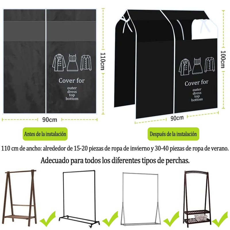 Rrotector de Ropa Colgante, Funda Protectora para Ropa con Cinta