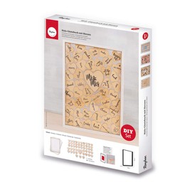 Rayher Wooden Guest Book with Hearts for Weddings, Christenings and Birthdays, Wooden Frame for Standing Including 50 Wooden Hearts, 35 x 26 x 4 cm, Natural, FSC Mix Credit, 62966505