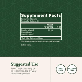 Global Healing Center - Ozonated Activated Charcoal Powder - Advanced Digestive Detox That Adsorbs Internal Unwanted Compounds - Helps Relieve Occasional Gas Discomfort - 60 Activated Charcoal Pills