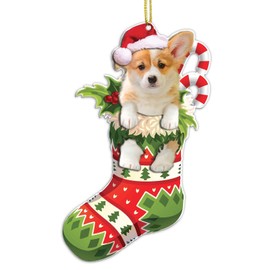 JYTDBCS Funny Dog Christmas Tree Ornament - Dog Lovers Gift Idea Xmas Decor - Cute Dog Christmas Tree Topper Hanging (Corgi)