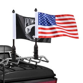 Motorcycle Foldable Flag Mount For Harley Touring Honda Goldwing CB VTX CBR Yamaha, Suitable 1/2" Round Luggage Rack flagpole mounts Accessories（2 Pack）