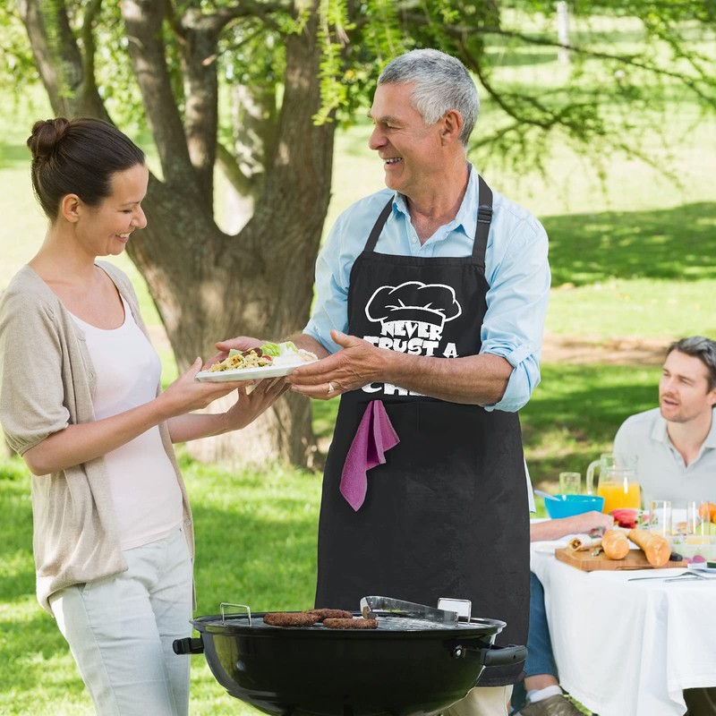 Men's Funny Never Trust A Skinny Chef Summer BBQ Cooking