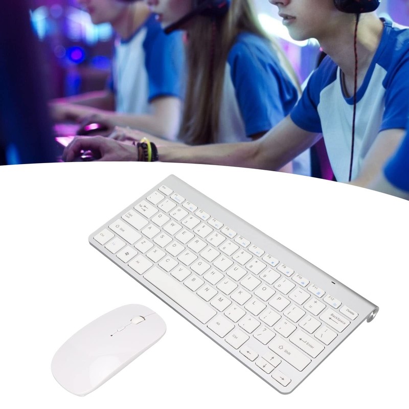 Kabelloses Tastatur-Maus-Set, 2,4 G USB, Dünne Ergonomische Stummschalttaste für Computer
