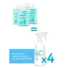 DUTYBOX Bathroom Cleaner Spray, Tub and Tile Cleaner, Bath Cleaning Supplies for Bathtub, Shower, Toilet, Faucet, Tile Floor, Rust, Salt (1 Spray Bottle with 4 Capsule Packs)