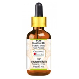 Greenwood Essential Mustard Oil (Brassica juncea) with Glass Dropper | Cold Pressed | Natural | Undiluted | For Diluting Essential Oils | For Skin & Massage | Men & Women | 100ml (3.38 oz)