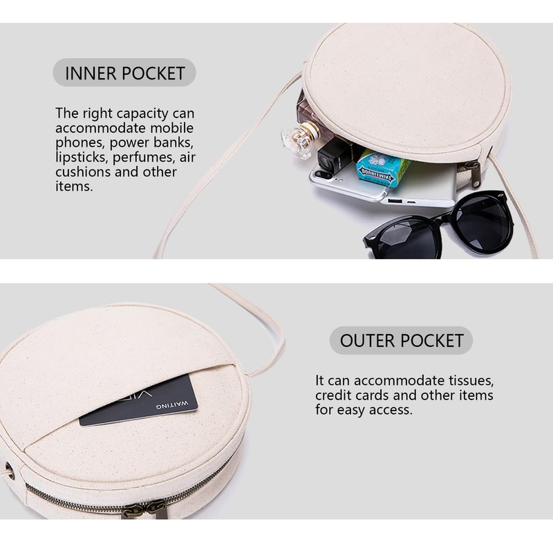 YONBEN - Bolso cruzado circular para mujer, de nailon con