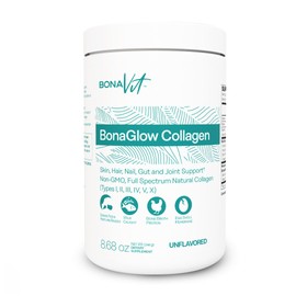 Bonavit BonaGlow - Multi-Source Hydrolyzed Collagen - Powder Extract - 24 Servings - with Vitamin C, Probiotics, and Digestive Enzymes - Sugar-Free and Non-GMO - Paleo-Friendly - Skin, Nails, Hair