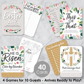 Big Dot of Happiness Religious Easter - 4 Christian Holiday Party Games - 10 Cards Each - Gamerific Bundle