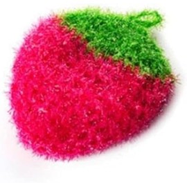 Strawberry Dish Scrubber Sponge, Household Cleaning Pad Sponge, Non-Scratch Scrubber Cleaning Tools, Rose Red
