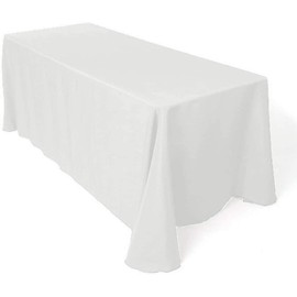 Craft And Party Premium Polyester Tablecloth - 90" x 132" Rectangle White Tablecloth for Wedding, Restaurant or Banquet