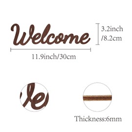 CREATCABIN Wood Sign Wall Art Welcome Letter Sign Laser Cut Words Decorative Wall Sculpture Hanging Decor Unfinished For Housewarming Door Wall Room Decoration Brown 11.9 x 3.2inch
