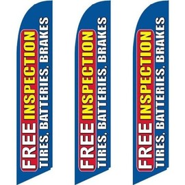 Three (3) Pack Full Sleeve Swooper Flags FREE INSPECTION TIRES BATTERIES BRAKE