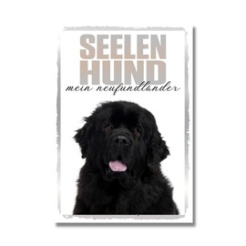 Newfoundländer Seelenhund Dog Sign with German Text "Soulmate"
