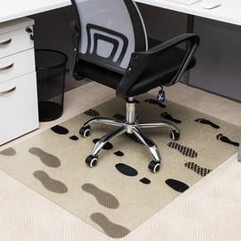 Mind Reader Office Chair Mat for Carpet, Under Desk Protector, Polycarbonate, 47.25 x 35.25, Clear with Black Art