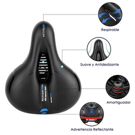 AUTOWT Comfort Asiento de Bicicleta, Reemplazo Sillín Bicicleta Acolchado Suave Espuma Memoria Alta Densidad Doble Amortiguación Goma Suspensión Ajuste Universal para Bicicletas para Mujer Hombre