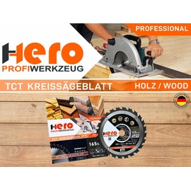 HERO Circular Saw Blade 165 x 20/16 mm 24 Teeth Carbide Saw Blade TCT Replacement Saw Blade for Woodworking Soft & Hardwood, Non-Ferrous Metals Universal Hand Saw, Mitre Saw, Table Saw, Chop Saw