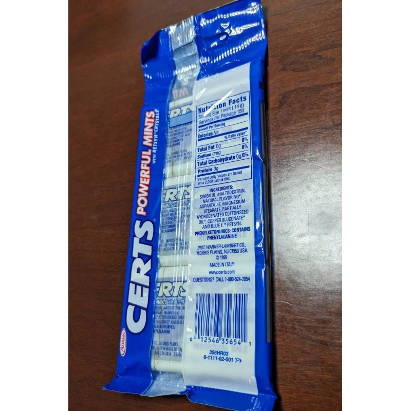 Certs powerful mints peppermint w/retsyn 3 pack unopened Italy 1999