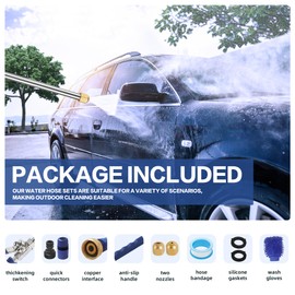 Jet Nozzle High Pressure Hose Nozzle for Garden Hose，Hydro Jet Nozzle Power Washer Wand for Garden Hose with 2 Different Nozzles and Quick Connectors for Car, Patio, Window Washing, Blue