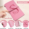 Initials PU Leather Notebook with Pen, Pink Refillable Diary for