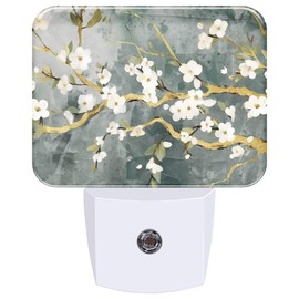 AKKAVNIA Vintage Branches and Flowers Night Light Plug-in Wall Decorative Night Lamp with Dusk to Dawn Sensor Led Night Light Bedroom Kitchen Hallway Stairs Wall Lamp