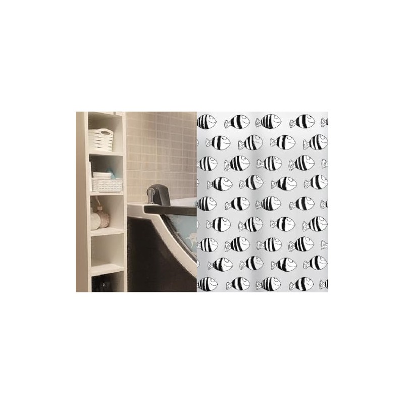 Spirella 10.16139 Peva-Duschvorhang 180 x 200 cm, Fofy Black