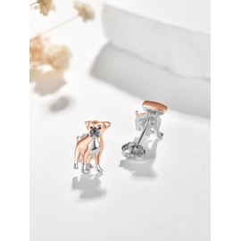 Dreamboat Boxer Dog Stud Earrings for Women 925 Sterling Silver Jewelry Gifts for Boxer Dogs Lovers