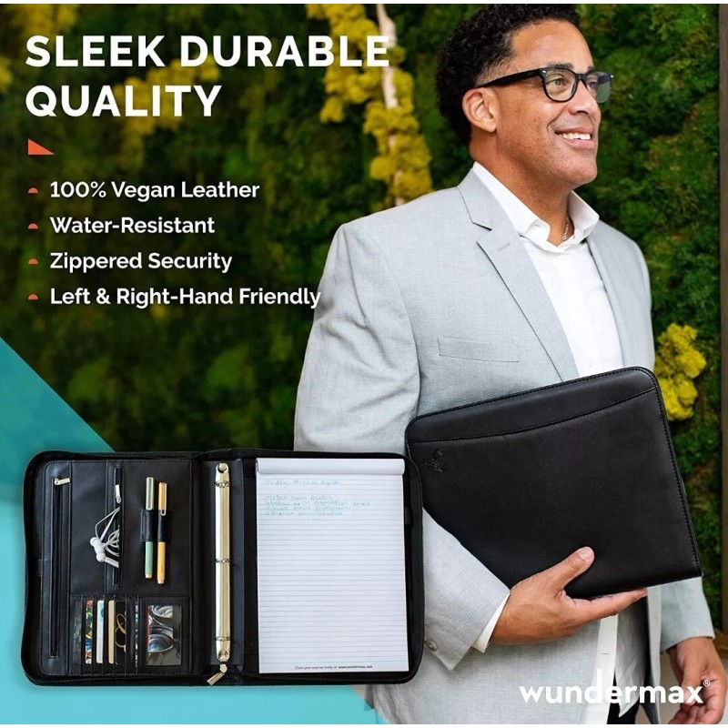 Wundermax Portfolio Binder 13 x 10.5 x 1.8 Inch, Vegan