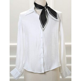 Allegra K Women's Skinny Scarf Ribbon Hair Band Heart Print Handbag Handle Neck Scarf 86x10cm/34x4 inches(LxW) Black Pure