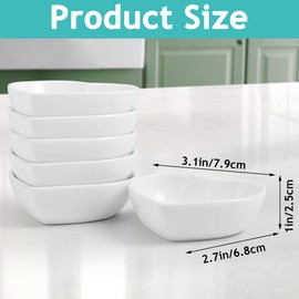 Bgtecho 24 Pack Soy Sauce Dishes, White Heart Shaped Dip Bowls, 1.5 Oz Porcelain Sauce Dish, Seasoning Dishes, Multipurpose Ceramic Sauce Dish, Sushi Dipping Bowl, Serving Bowls for Side Dishes(White)