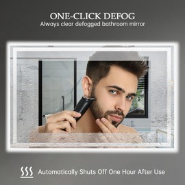 LED Bathroom Mirror with Lights - 24x32in Wall Mount Mirror, Tri-Color Dimmable Smart Shatterproof Anti-Fog Vanity Mirror for Bedroom/Living Room