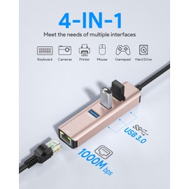 USB C to Ethernet Adapter, Vilcome RJ45 to USB C Thunderbolt 3/Type-C Gigabit Ethernet LAN Network Adapter, Compatible for MacBook Pro, MacBook Air, Dell XPS and More