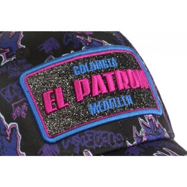 El Patron Cap Purple and Pink Rhinestone Streetwear Medellin Baseball - Unisex, Purple, One Size, Purple