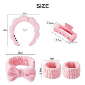 TOEECY Women's Hair Band Cosmetic Hair Clips Wrist Wash Band Bowknot Cotton Headband Elastic Yoga Sports Spa Headband Shower Haircare Set Multi-Style Hair Bands for Beauty