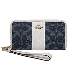 Coach C4453 IMDEI Women's Long Wallet, Denim, Signature Round Zipper, Outlet, Denim