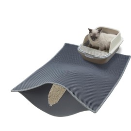 DOTPURFECT Cat Litter Mat, 29.9'' x 35.8'' Cat Litter Trapping Mat, Large Double Layer Waterproof Proof litter box mat, Non-Slip Design, Reduces Litter Scatter, Easy to Clean, Grey